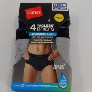 Hanes men's brief underwear Black Grey 2XL 44"-46"
